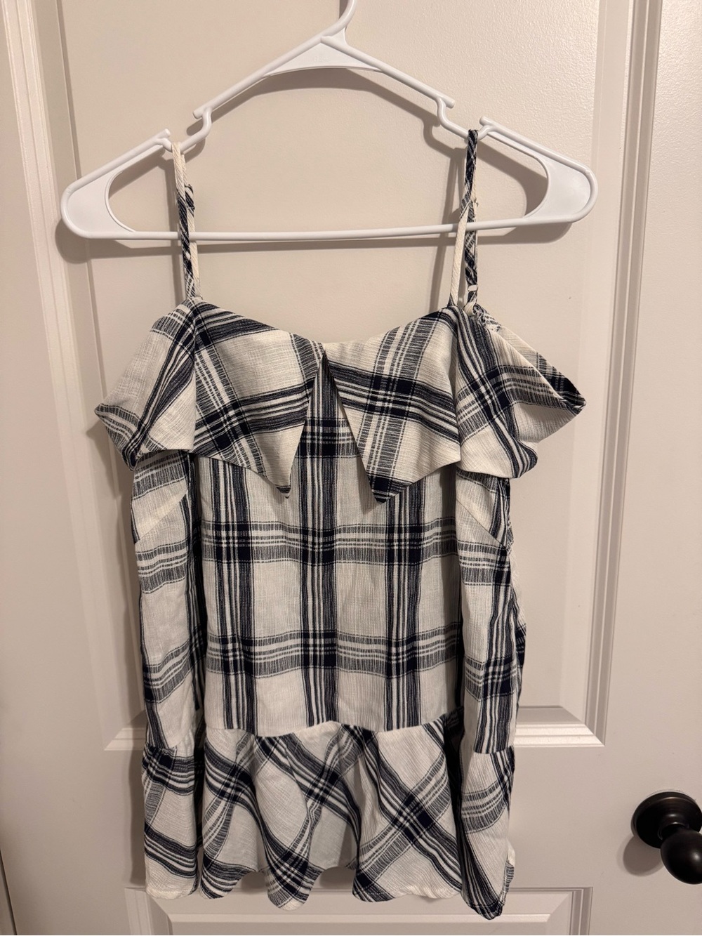 entro Navy and White Plaid Ruffle Sundress